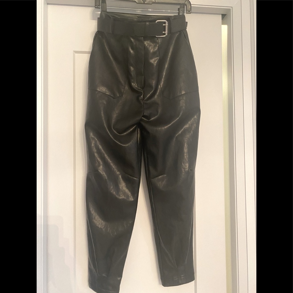 Frankie Shop Vegan Leather Pants with belt, jogger style